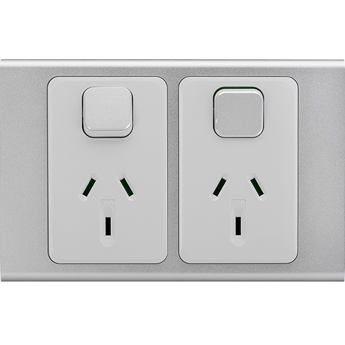 Clipsal Iconic Essence Styl Double Powerpoint Skin Silver - S3025C-SV - ARCK Electrical Wholesale Supplies