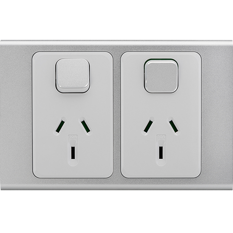 Clipsal Iconic Essence Styl Double Powerpoint Skin Silver - S3025C-SV - ARCK Electrical Wholesale Supplies