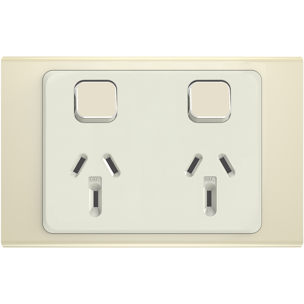 Clipsal Iconic Essence Styl Double Powerpoint with Extra Switch Skin Crowne - S3025XC-CE - ARCK Electrical Wholesale Supplies