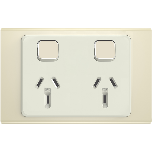 Clipsal Iconic Essence Styl Double Powerpoint with Extra Switch Skin Crowne - S3025XC-CE - ARCK Electrical Wholesale Supplies