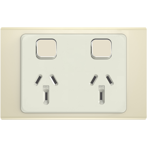 Clipsal Iconic Essence Styl Double Powerpoint with Extra Switch Skin Crowne - S3025XC-CE - ARCK Electrical Wholesale Supplies