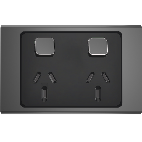 Clipsal Iconic Essence Styl Double Powerpoint with Extra Switch Skin Silver Shadow - S3025XC-SH - ARCK Electrical Wholesale Supplies