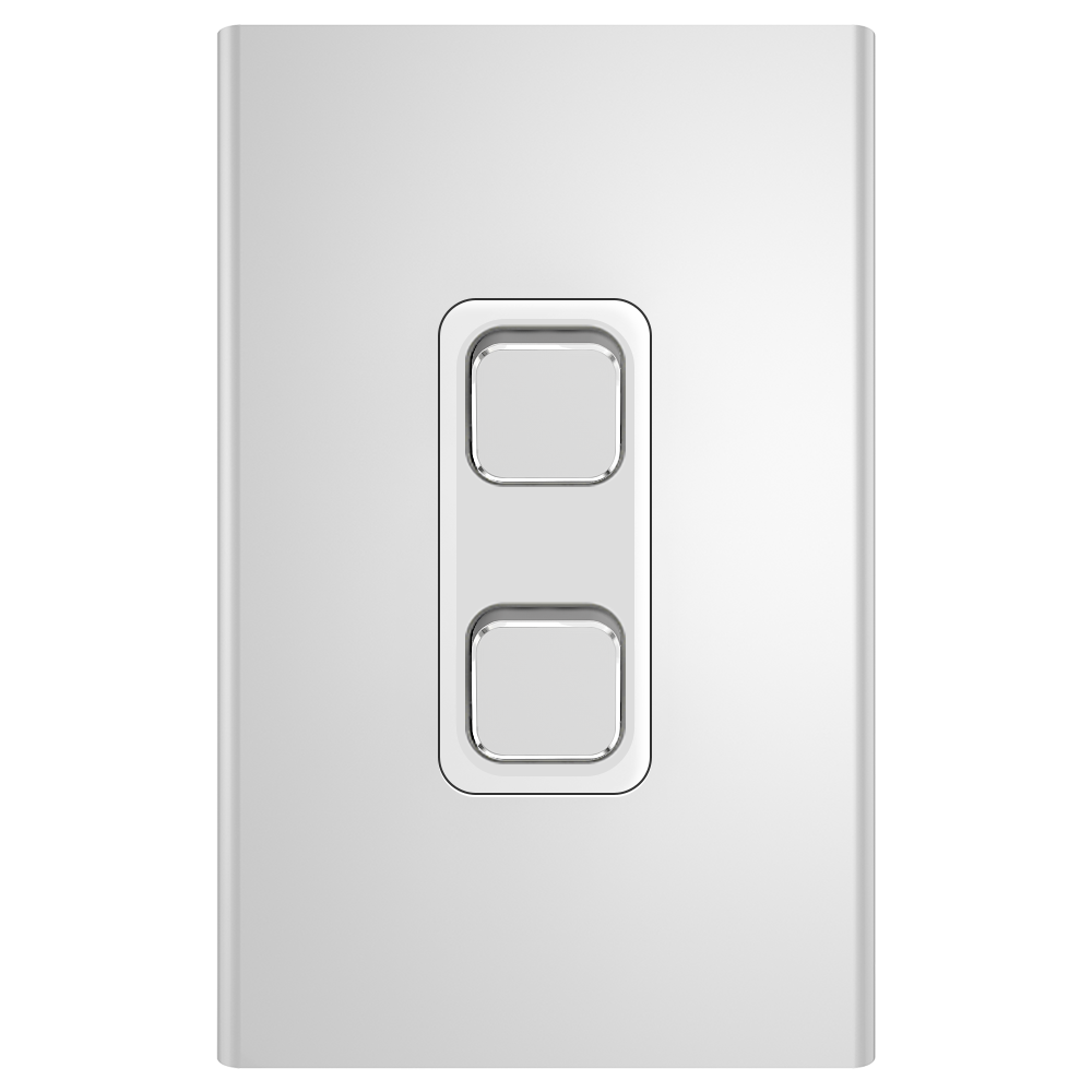 Clipsal Iconic Essence Styl 2 Gang Switch Skin Silver - S3042C-SV - ARCK Electrical Wholesale Supplies