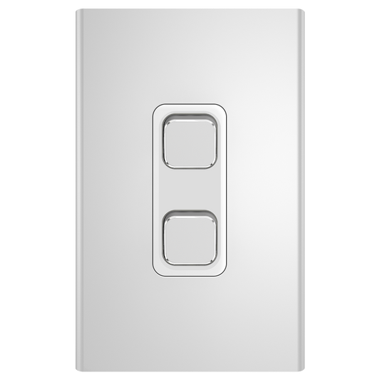 Clipsal Iconic Essence Styl 2 Gang Switch Skin Silver - S3042C-SV - ARCK Electrical Wholesale Supplies