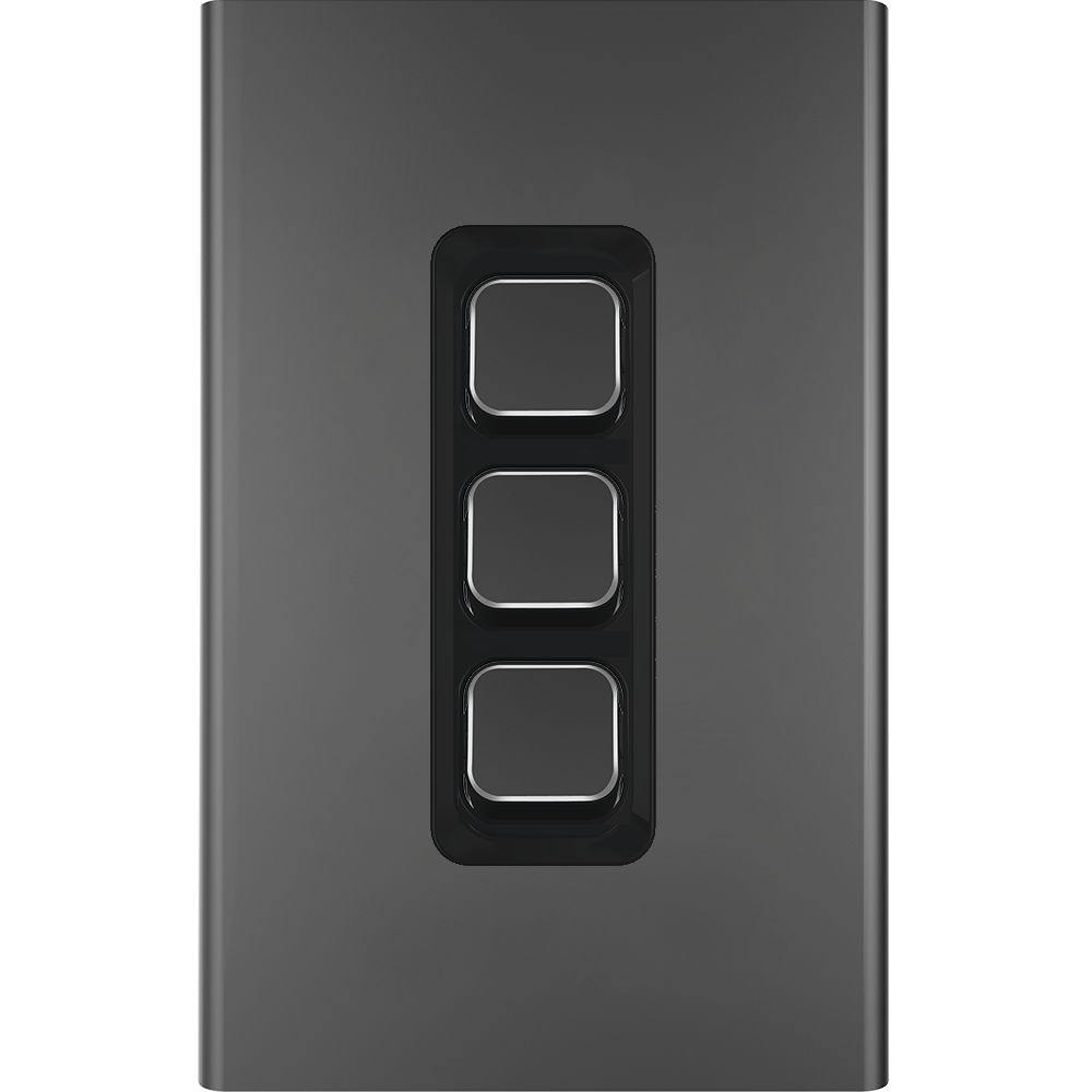 Clipsal Iconic Essence Styl 3 Gang Switch Skin Silver Shadow - S3043C-SH - ARCK Electrical Wholesale Supplies