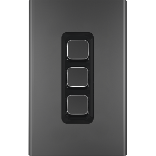 Clipsal Iconic Essence Styl 3 Gang Switch Skin Silver Shadow - S3043C-SH - ARCK Electrical Wholesale Supplies