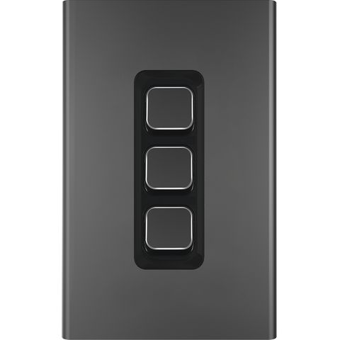 Clipsal Iconic Essence Styl 3 Gang Switch Skin Silver Shadow - S3043C-SH - ARCK Electrical Wholesale Supplies