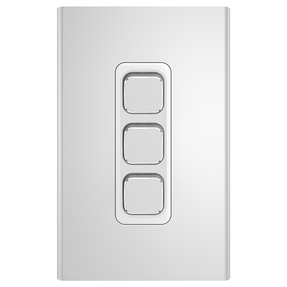 Clipsal Iconic Essence Styl 3 Gang Switch Skin Silver - S3043C-SV - ARCK Electrical Wholesale Supplies