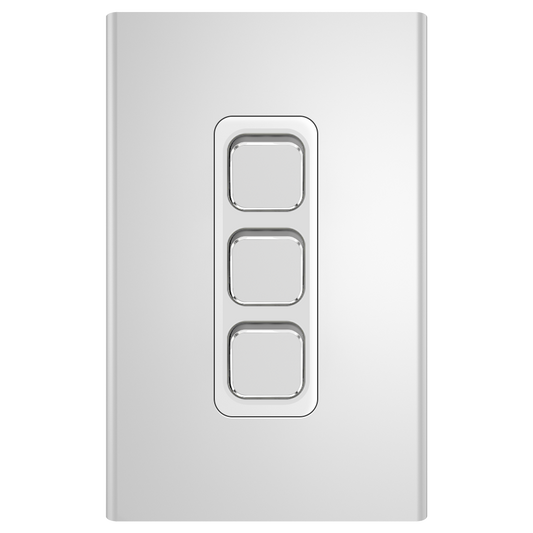 Clipsal Iconic Essence Styl 3 Gang Switch Skin Silver - S3043C-SV - ARCK Electrical Wholesale Supplies