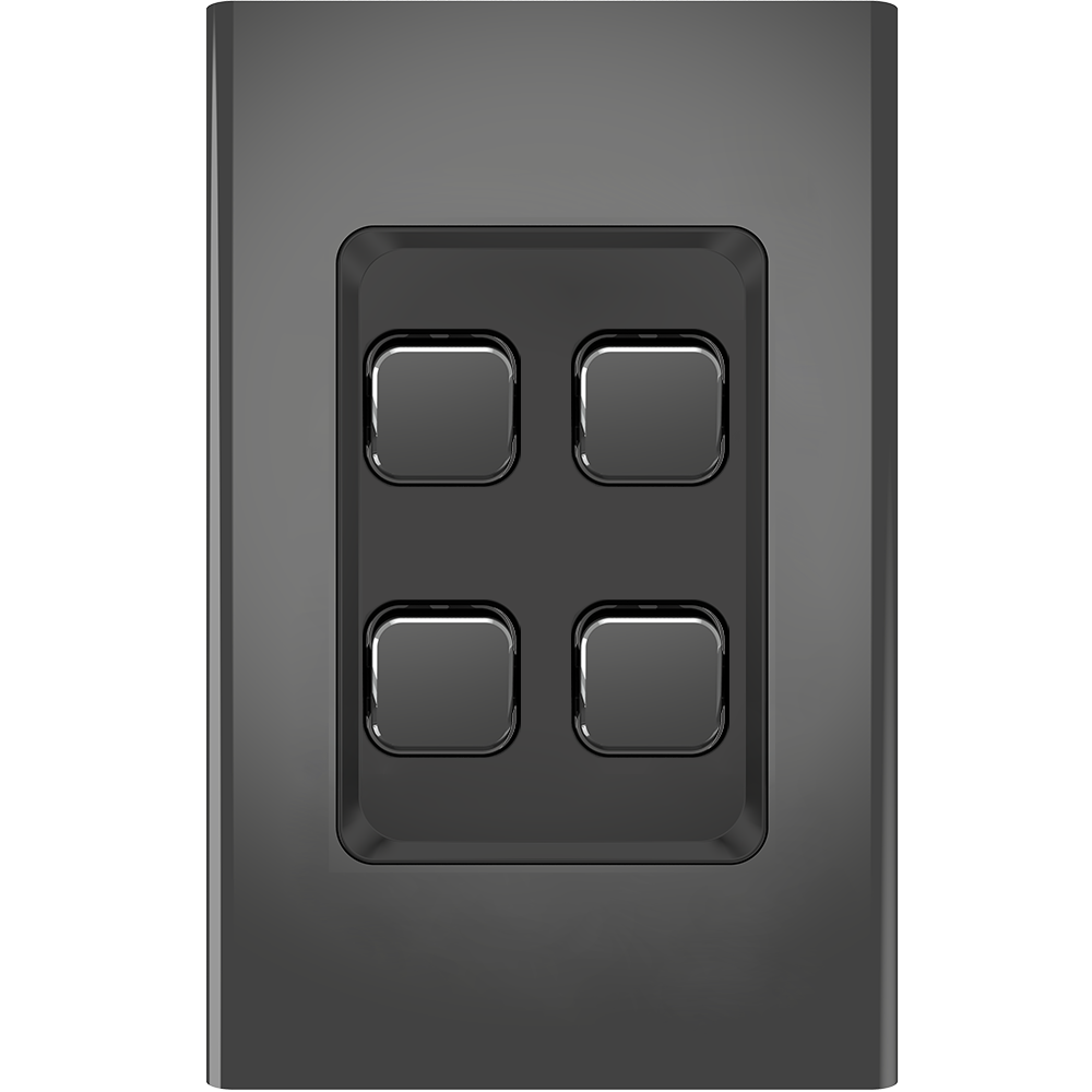 Clipsal Iconic Essence Styl 4 Gang Switch Skin Silver Shadow - S3044C-SH - ARCK Electrical Wholesale Supplies