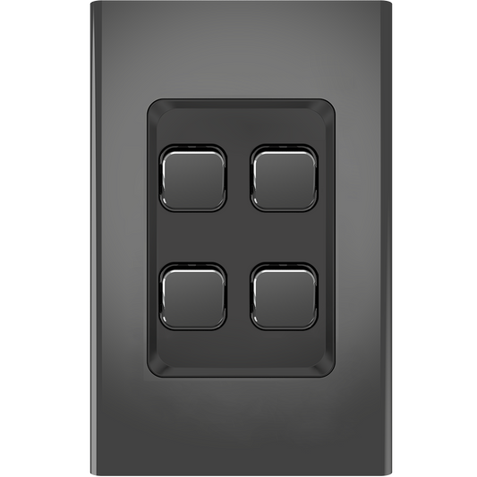 Clipsal Iconic Essence Styl 4 Gang Switch Skin Silver Shadow - S3044C-SH - ARCK Electrical Wholesale Supplies