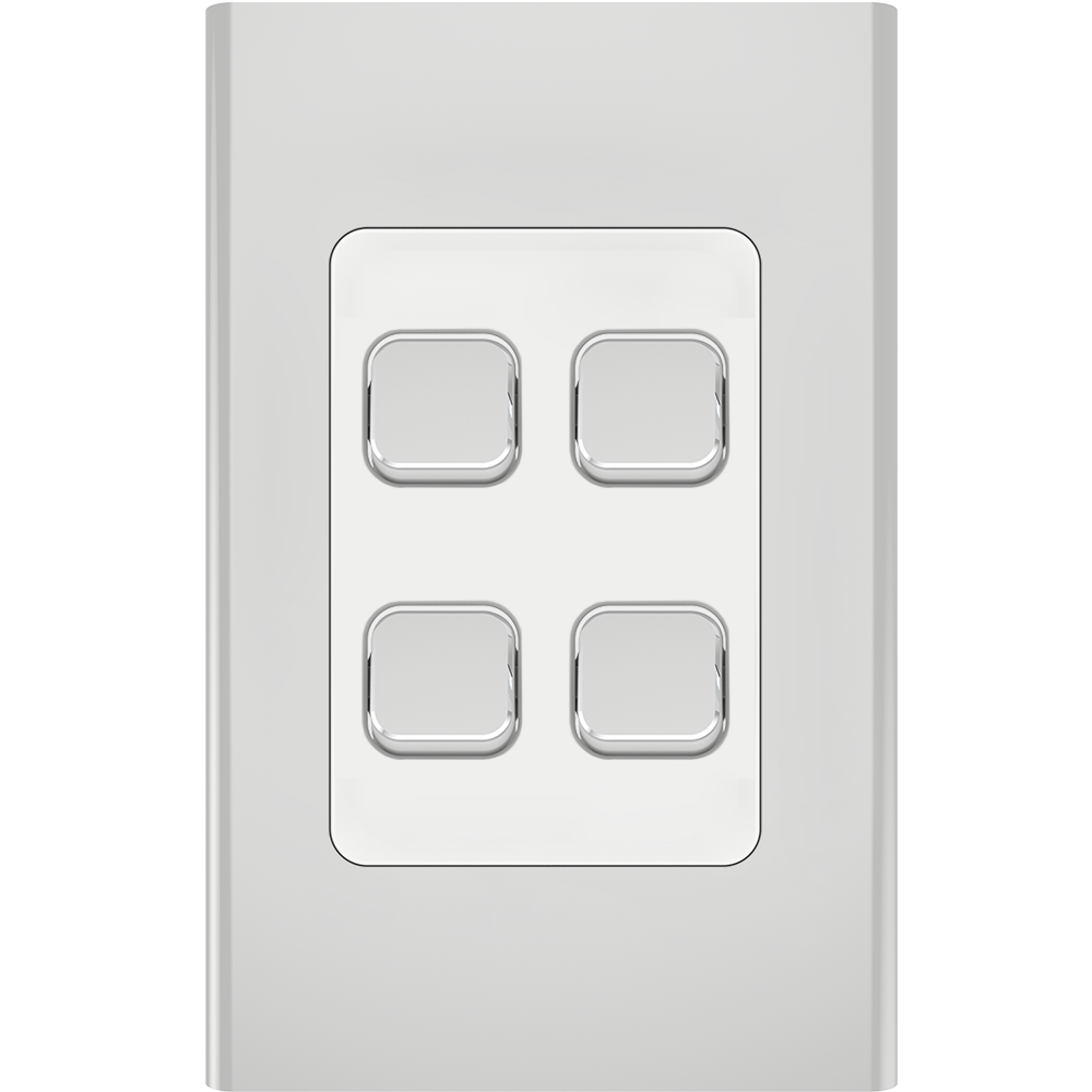 Clipsal Iconic Essence Styl 4 Gang Switch Skin Silver - S3044C-SV - ARCK Electrical Wholesale Supplies
