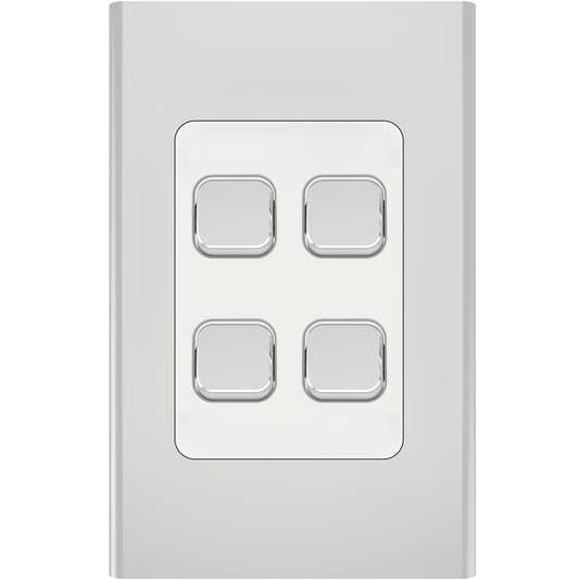 Clipsal Iconic Essence Styl 4 Gang Switch Skin Silver - S3044C-SV - ARCK Electrical Wholesale Supplies