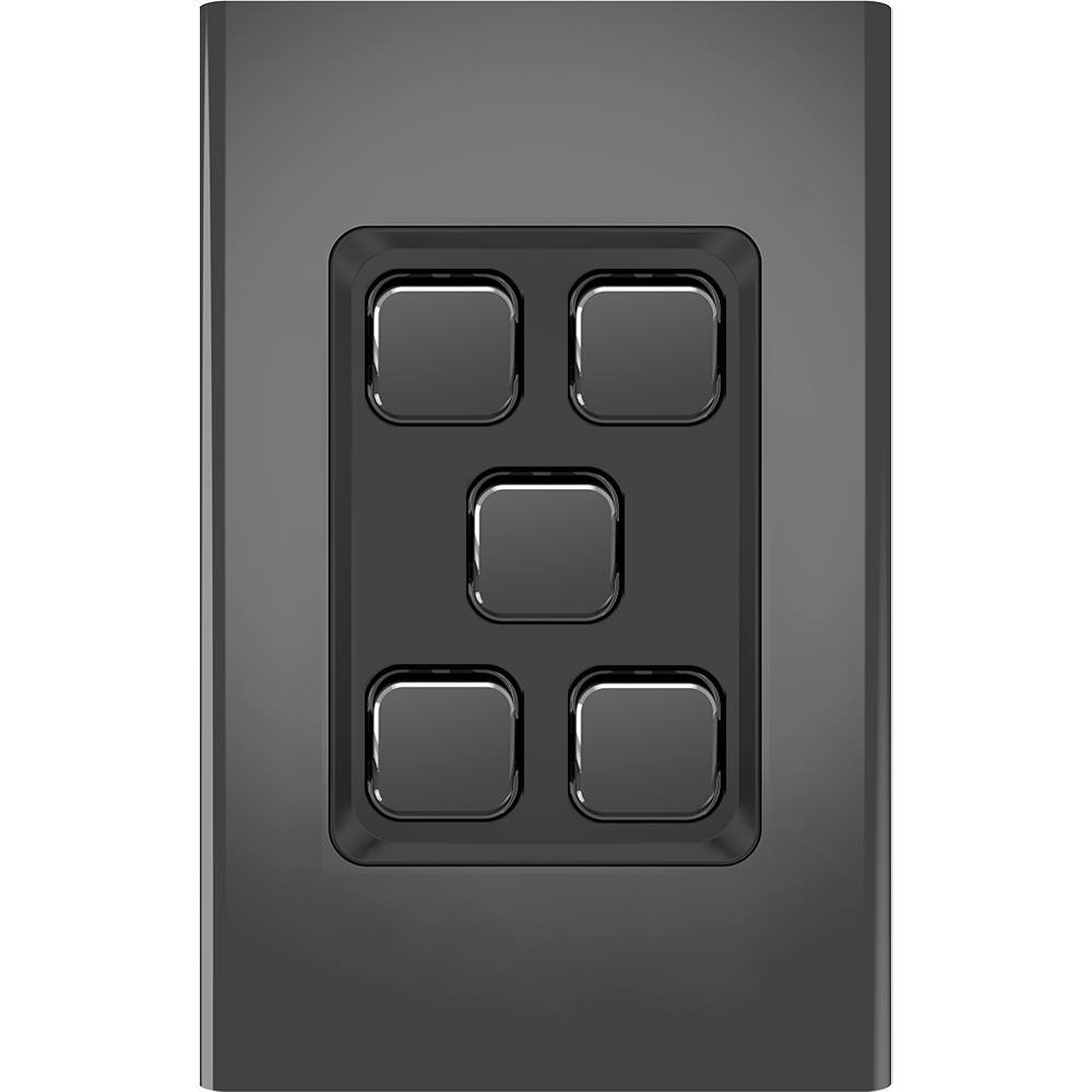 Clipsal Iconic Essence Styl 5 Gang Switch Skin Silver Shadow - S3045C-SH - ARCK Electrical Wholesale Supplies