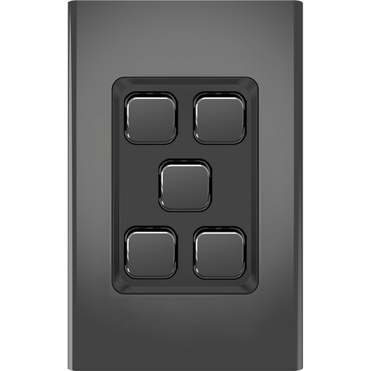 Clipsal Iconic Essence Styl 5 Gang Switch Skin Silver Shadow - S3045C-SH - ARCK Electrical Wholesale Supplies