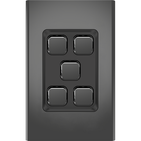 Clipsal Iconic Essence Styl 5 Gang Switch Skin Silver Shadow - S3045C-SH - ARCK Electrical Wholesale Supplies