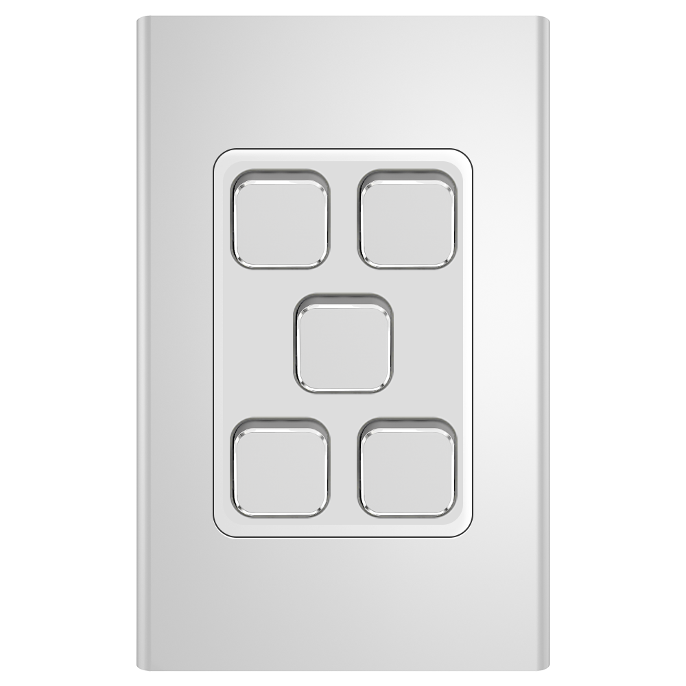 Clipsal Iconic Essence Styl 5 Gang Switch Skin Silver - S3045C-SV - ARCK Electrical Wholesale Supplies