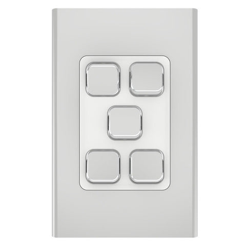 Clipsal Iconic Styl Switch Plate Skin (5 Gang) - S3045C-SV