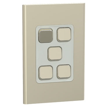 Clipsal 10 Amp 5 Gang ICONIC Vertical Internal Rocker Switch Crowne - S3045VA-CE - ARCK Electrical Wholesale Supplies