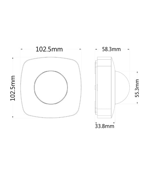 Infrared Motion Sensor White 360D Ceiling Square - SENS005