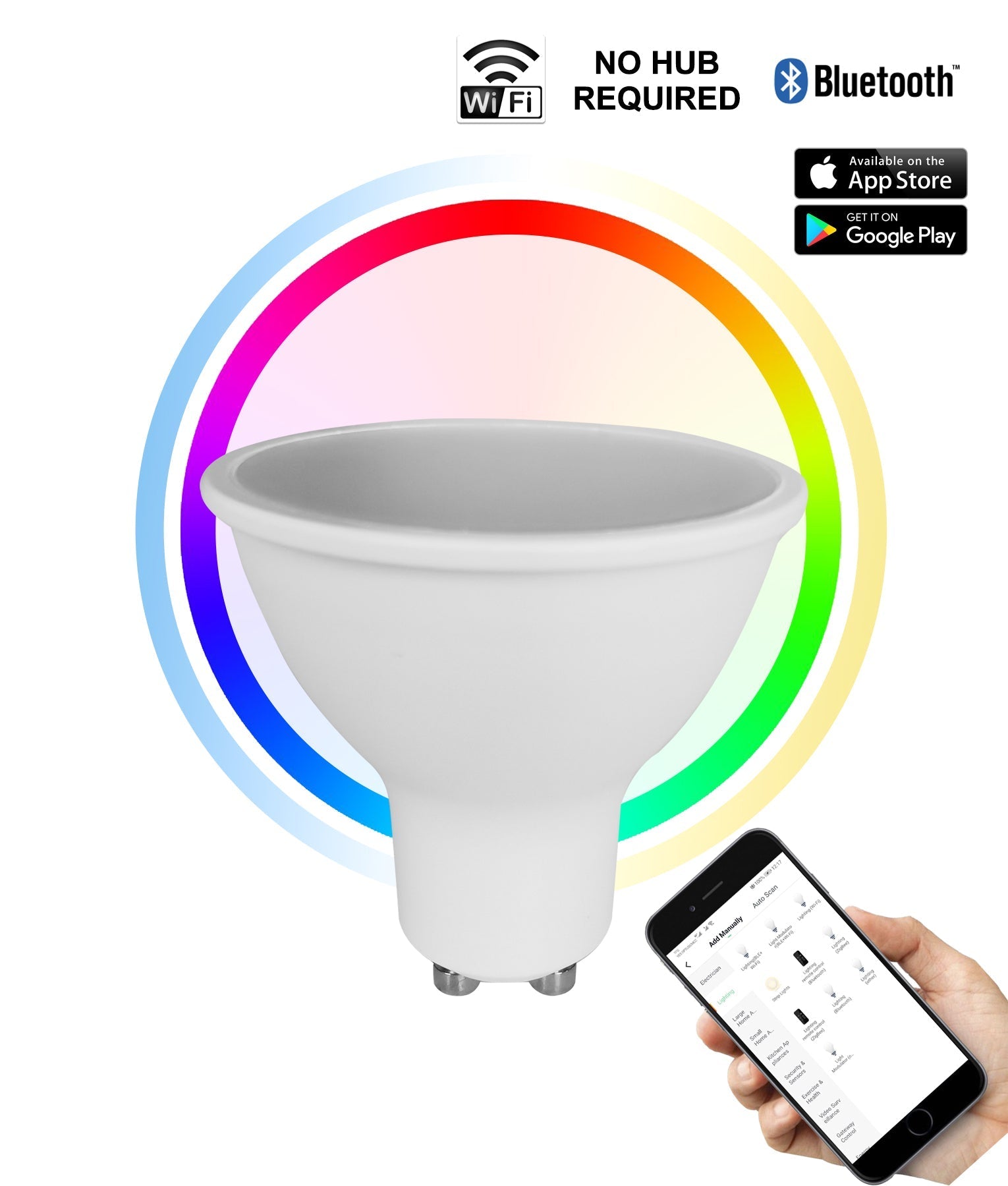 GLOBE LED SMART GU10 5W RGB TRI CCT 3K/4K/6K (360-500LM) - SMTGU101