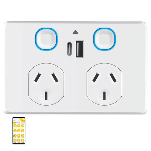 Ikuü Smart Zigbee Touch Control Double Power Point With USB A+C- SPPUSB02GC-ZB