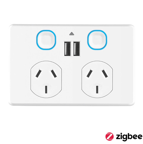 SMART DOUBLE POWER POINT WITH USB ZIGBEE - SPPUSB02G