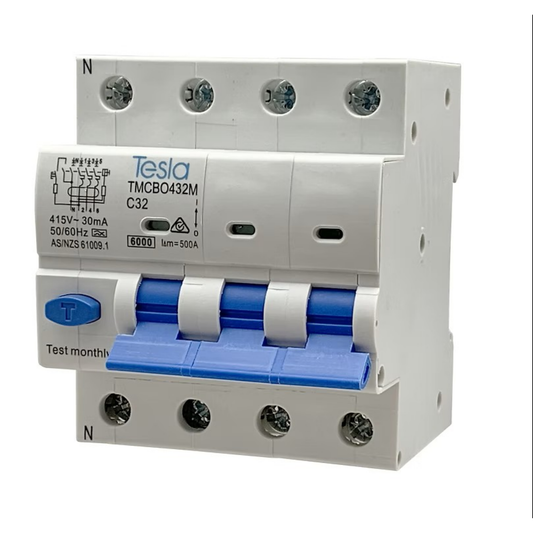 Tesla 32A 4 Pole RCBO Magnetic - TESTMCBO432M