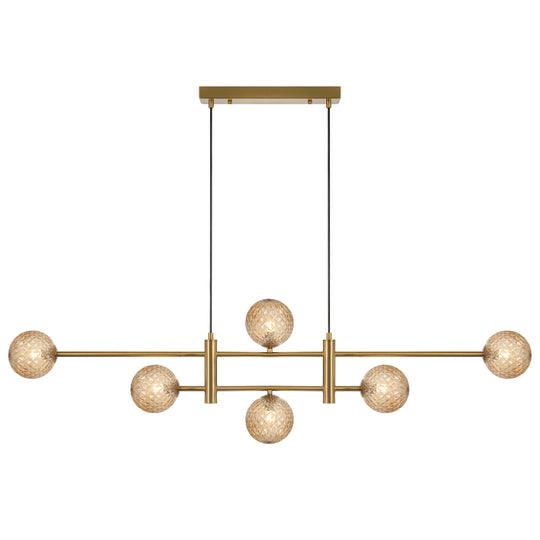 TYSON 6 LIGHT PENDANT ANTIQUE GOLD (Amber Tear) - TYSON PE06-AGAMT