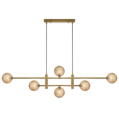 TYSON 6 LIGHT PENDANT ANTIQUE GOLD (Amber Tear) - TYSON PE06-AGAMT