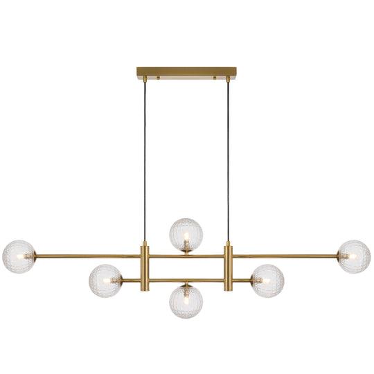 TYSON 6 LIGHT PENDANT ANTIQUE GOLD (Clear Prism) - TYSON PE06-AGCLP