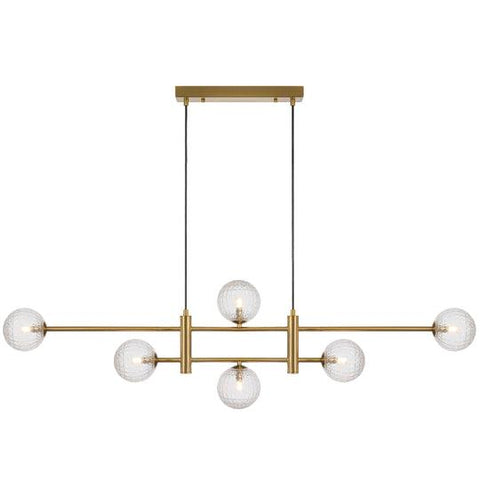 TYSON 6 LIGHT PENDANT ANTIQUE GOLD (Clear Prism) - TYSON PE06-AGCLP