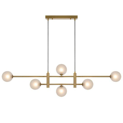 TYSON 6 LIGHT PENDANT ANTIQUE GOLD (Frost Tear) - TYSON PE06-AGFRT