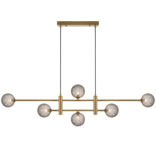 TYSON 6 LIGHT PENDANT ANTIQUE GOLD (Smoke Tear) - TYSON PE06-AGSMT