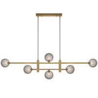 TYSON 6 LIGHT PENDANT ANTIQUE GOLD (Smoke Tear) - TYSON PE06-AGSMT