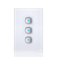 Transco Glass-look OPAL LED 3 Gang Push Button Switch - S3G