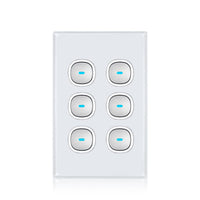 Transco Glass-look OPAL LED 6 Gang Push Button Switch - S6G