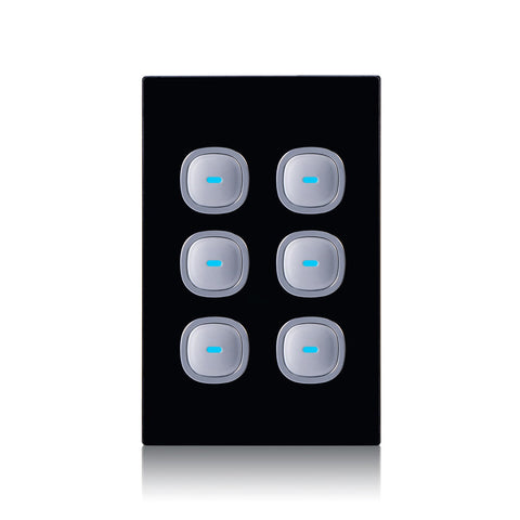 Transco Glass-look OPAL LED 6 Gang Push Button Switch - S6G & S6G/B
