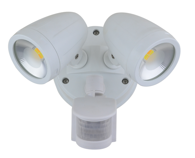 Vaccus Exterior Twin Spotlight with Sensor White - TLVA3026WS - ARCK Electrical Wholesale Supplies