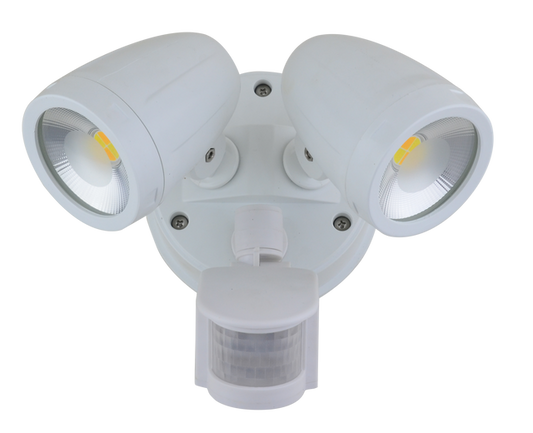 Vaccus Exterior Twin Spotlight with Sensor White - TLVA3026WS - ARCK Electrical Wholesale Supplies