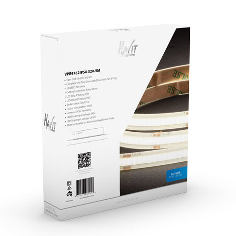 Viper COB 5w Per Metre 5m LED Strip kit 5500k - VPR9762IP54-320-5M