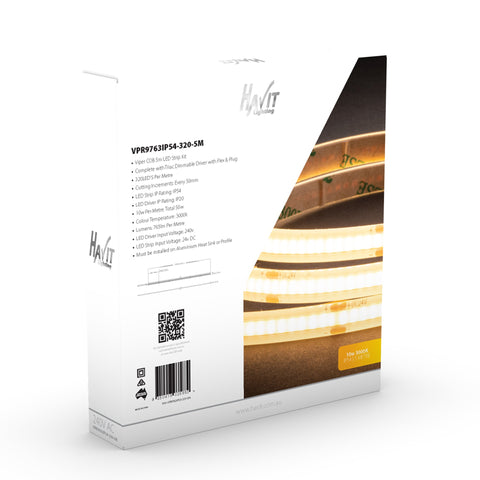 VPR9763IP54-320-5M - Viper COB 10w Per Metre 5m LED Strip kit 3000k