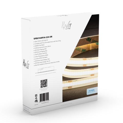 VPR9764IP54-320-5M - Viper COB 10w Per Metre 5m LED Strip kit 4000k
