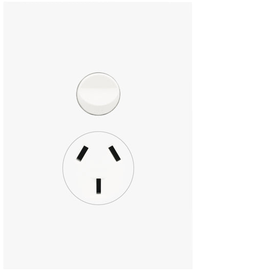 Hager Finesse Single Vertical Power Point 10A 250V Matt White - WBQP1VS-MW - ARCK Electrical Wholesale Supplies