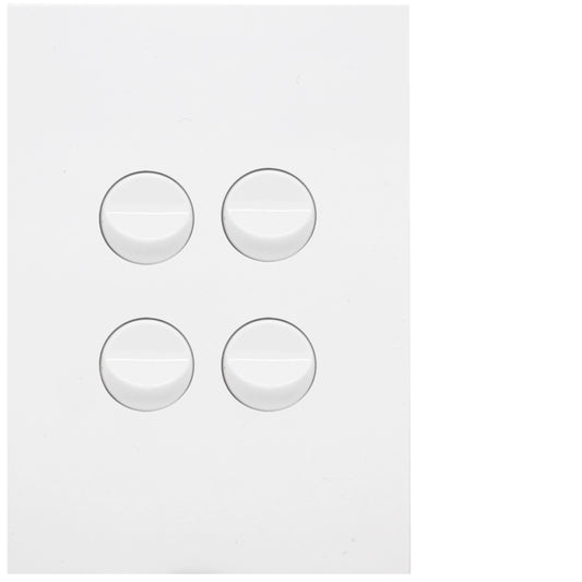 Hager 16 Amp 4 Gang FINESSE Vertical Internal Rocker Switch Matte White - WBQSV4-MW - ARCK Electrical Wholesale Supplies