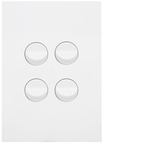 Hager 16 Amp 4 Gang FINESSE Vertical Internal Rocker Switch Matte White - WBQSV4-MW - ARCK Electrical Wholesale Supplies