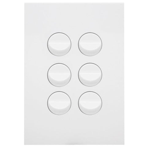 Hager 16 Amp 6 Gang FINESSE Ve - WBQSV6-MW - ARCK Electrical Wholesale Supplies