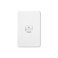 Hager silhouette 40amp 2 pole isolation rocker switch engraved with cooker Matt White - WBSCKSV1-MW