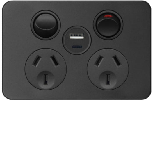 Hager 10 Amp SILHOUETTE Double - WBSP2SUSBAC-MB