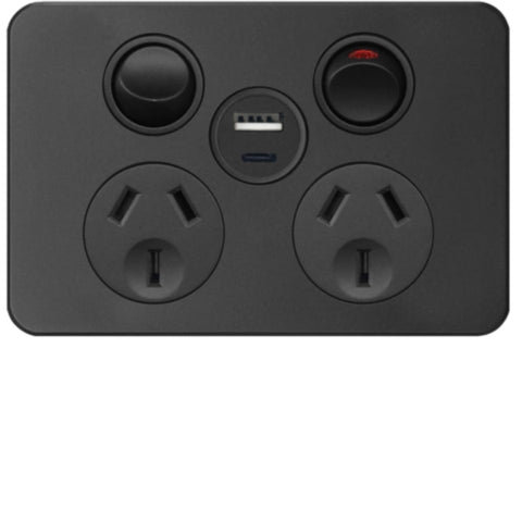 Hager 10 Amp SILHOUETTE Double - WBSP2SUSBAC-MB